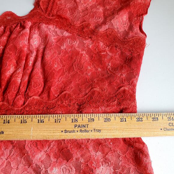 90s Y2K Venezia Lane Bryant Red Lace Babydoll Milkmaid Top 18 Whimsy Feminine - Picture 6 of 8
